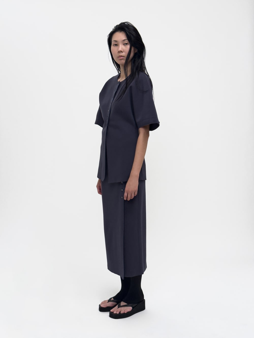 LAY2 BUTTONED WRAP SKIRT
