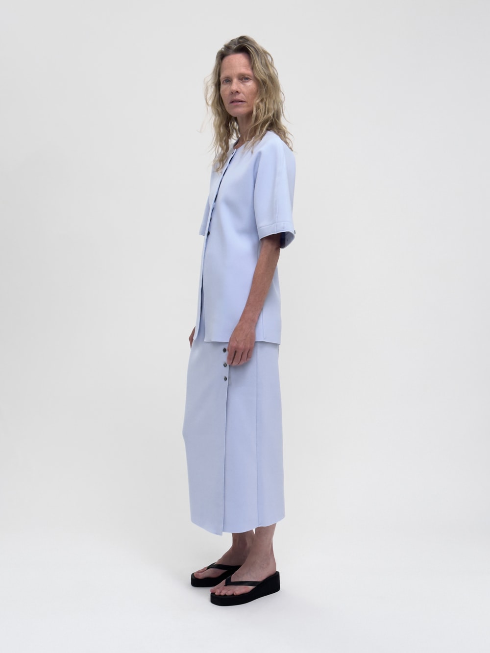 LAY2 BUTTONED WRAP SKIRT