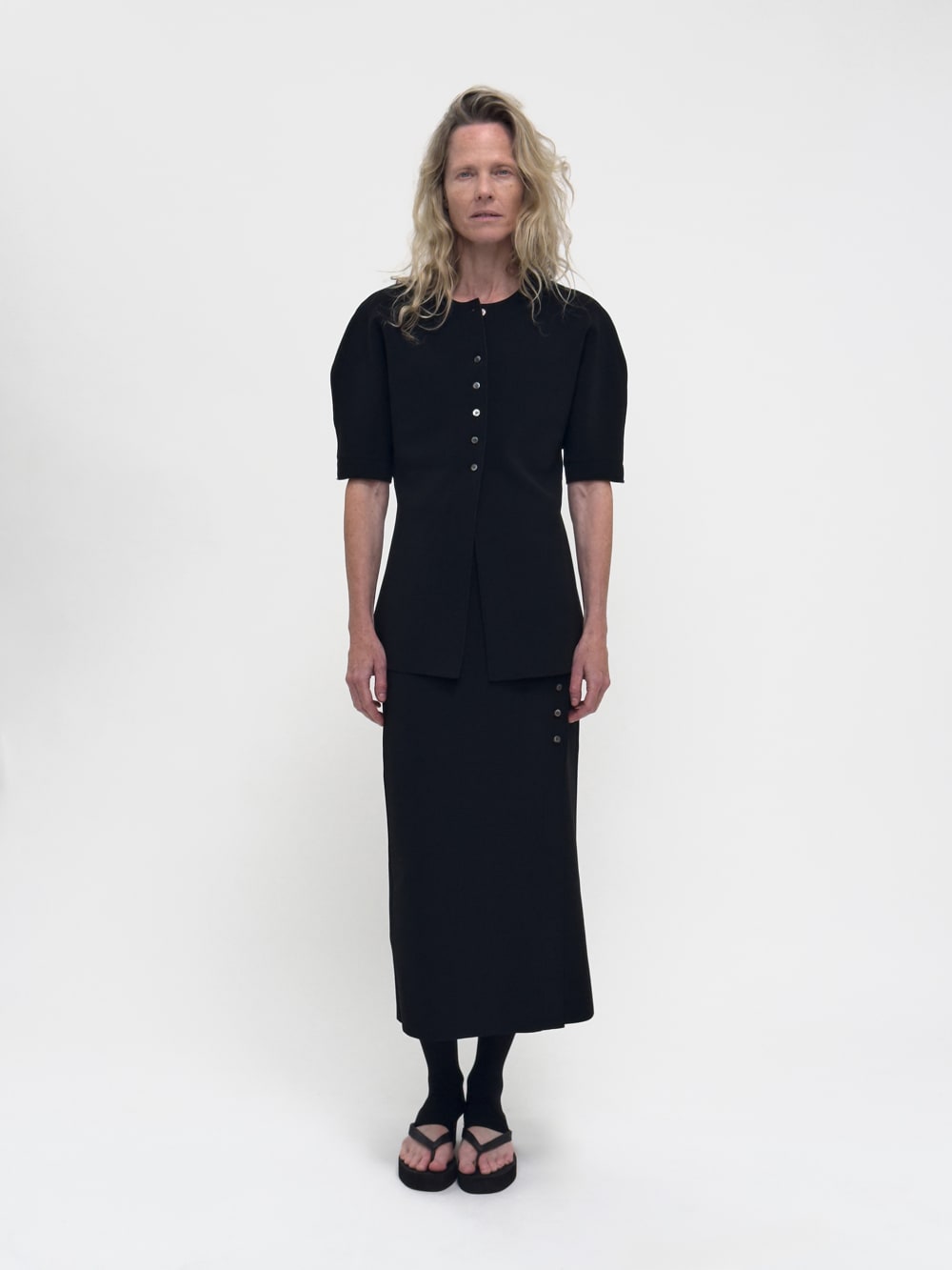 LAY2 BUTTONED WRAP SKIRT