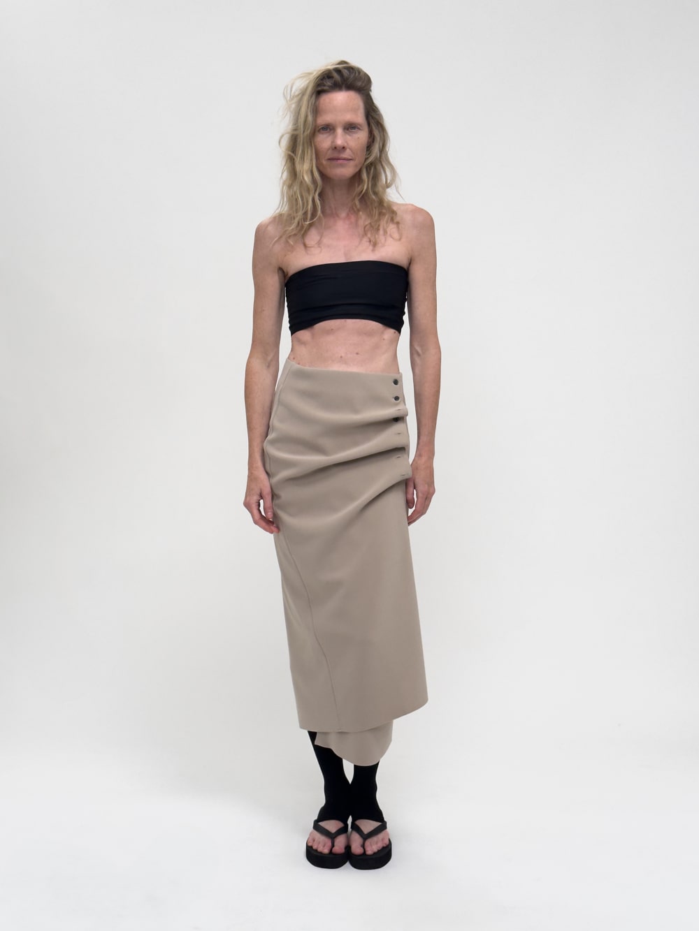 LAY2 BUTTONED WRAP SKIRT