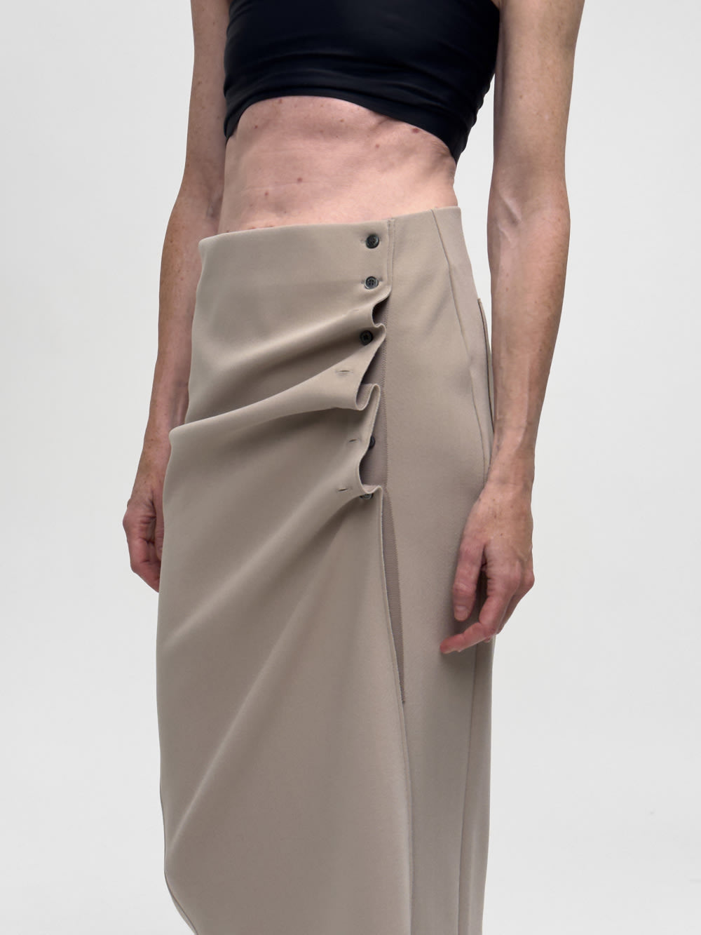 LAY2 BUTTONED WRAP SKIRT
